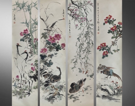 王雪涛 花鸟四条屏