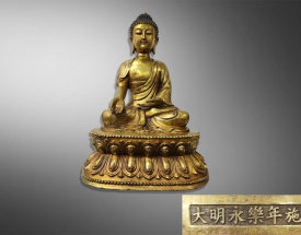 铜鎏金释迦牟尼座像