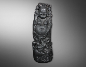 童子闹佛木圆雕