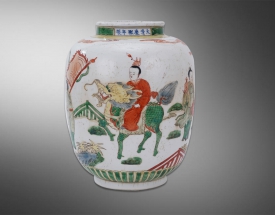 五彩人物故事纹罐