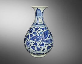 青花孔雀缠枝莲牡丹纹