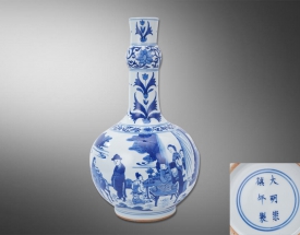 青花人物故事赏瓶