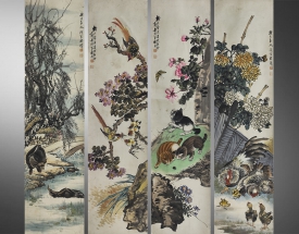程璋 花鸟四条屏