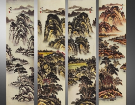钱松岩 山水四条屏