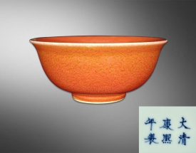 豇豆红釉碗