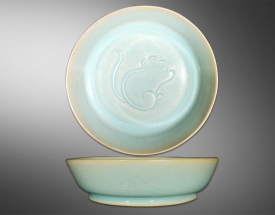 天青釉鼠纹小盘