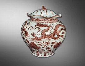 釉里红龙纹大罐
