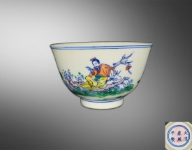 斗彩高士图小碗