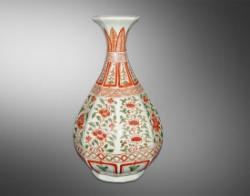 红绿釉八棱玉壶春瓶