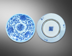 青花缠枝莲小盘