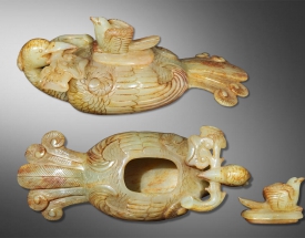 和田玉凤鸟雕件