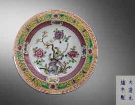 粉彩花鸟大盘