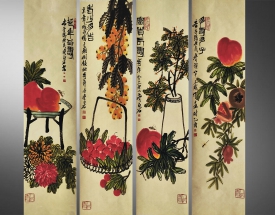 齐白石 花卉四条屏