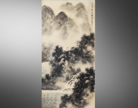 傅抱石 听泉图