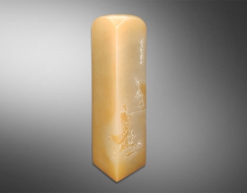 薄意雕《达摩渡江》白