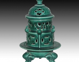 绿釉塔型香薰（紫窑）