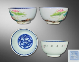 珐琅彩鸳鸯戏水小碗