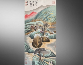 张大千 描金山水