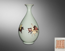 汝窑人物玉壶春瓶