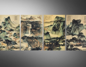 张大千 山水四条屏